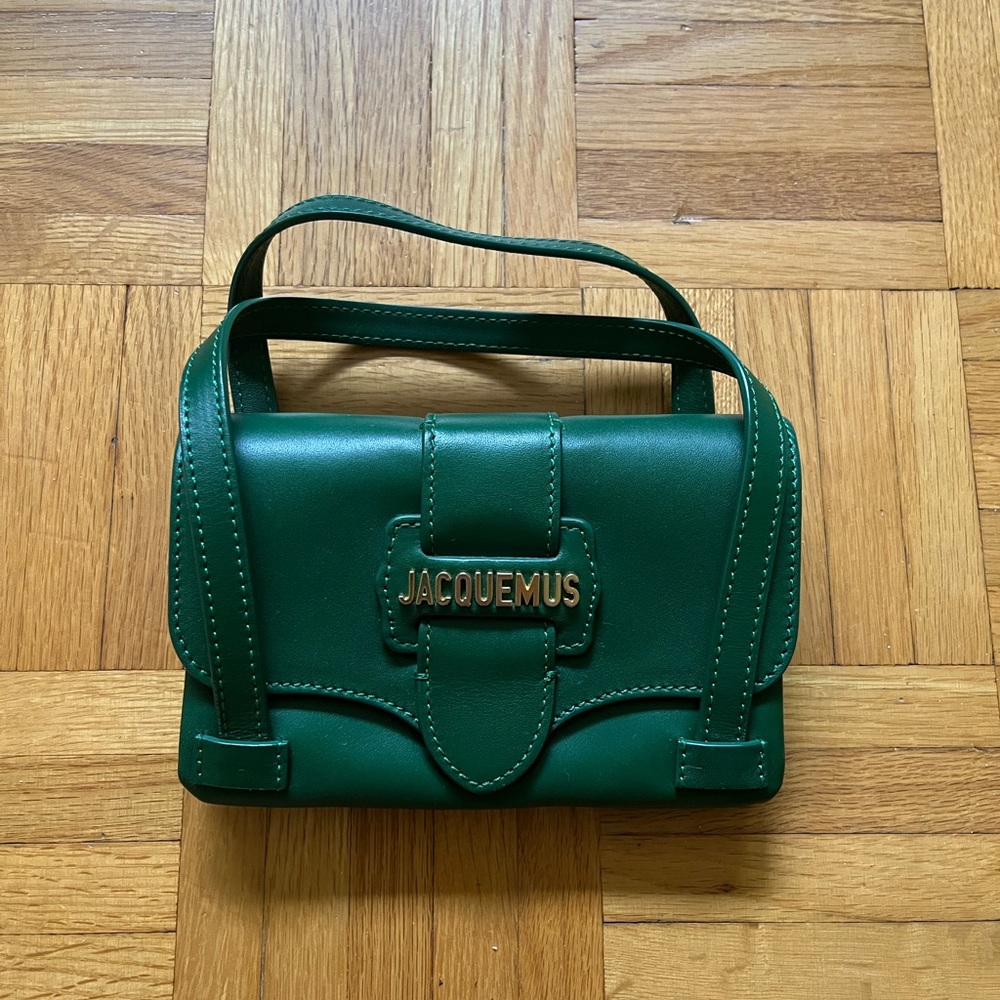 Jacquemus Green Leather Mini Bag with Gold Logo Plaque